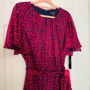 TAHARI Navy/Pink Dot Flirty Summer Dress